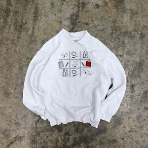 Vintage y2k grandma granny Nurse collared sweatshirt